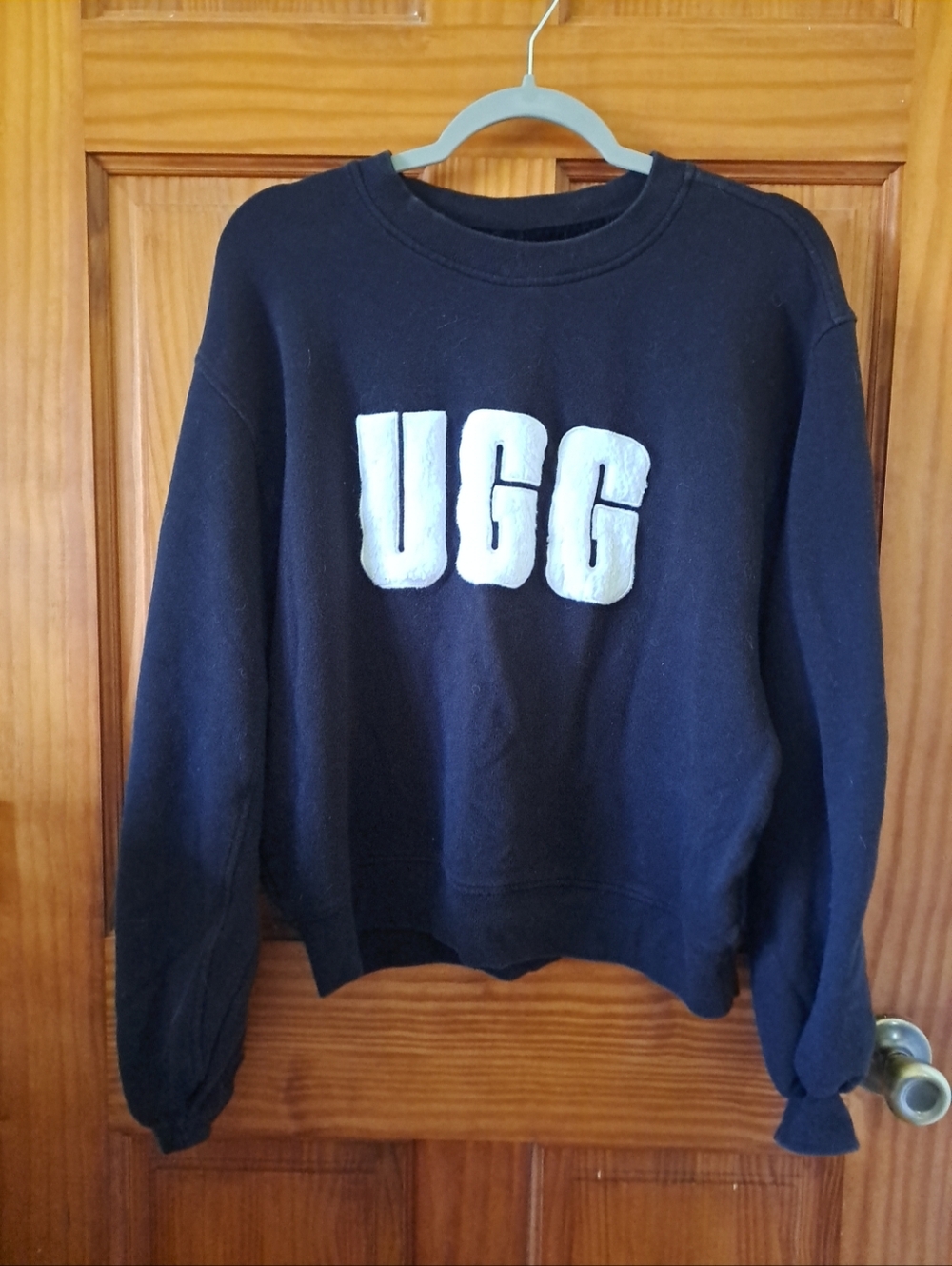 UGG Black Crewneck Sweatshirt with White Puffy Logo
